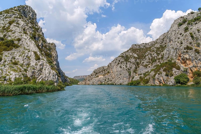 Rocks along the banks of the river in the national park Krka, Croatia, Europe