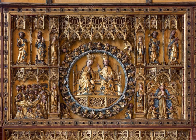 Centrepiece with crowning of the Virgin Mary, St., Saint, Saint