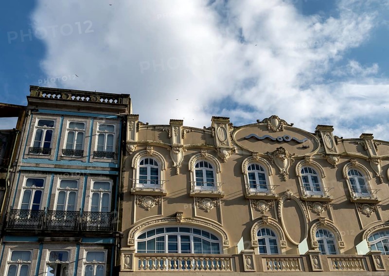 Classic house facades on Praça da Batalha square, Porto, Portugal, Europe