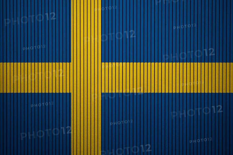 Sweden Flag painted on the cracked grunge concrete wall