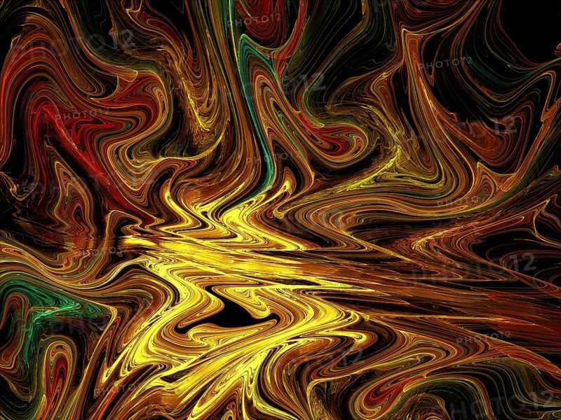 Modern golden wavy fractal background - digital marble. Abstract computer-generated image - backdrop or texture with marbleize effect. Creative illustration