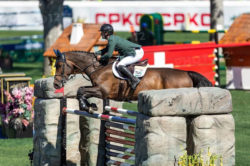 Michael Pender of Ireland, riding HHS Calais competes in the BMO Nations Cup during the CSIO Spruce Meadows, Masters, in Calgary, Alberta, Canada, North America