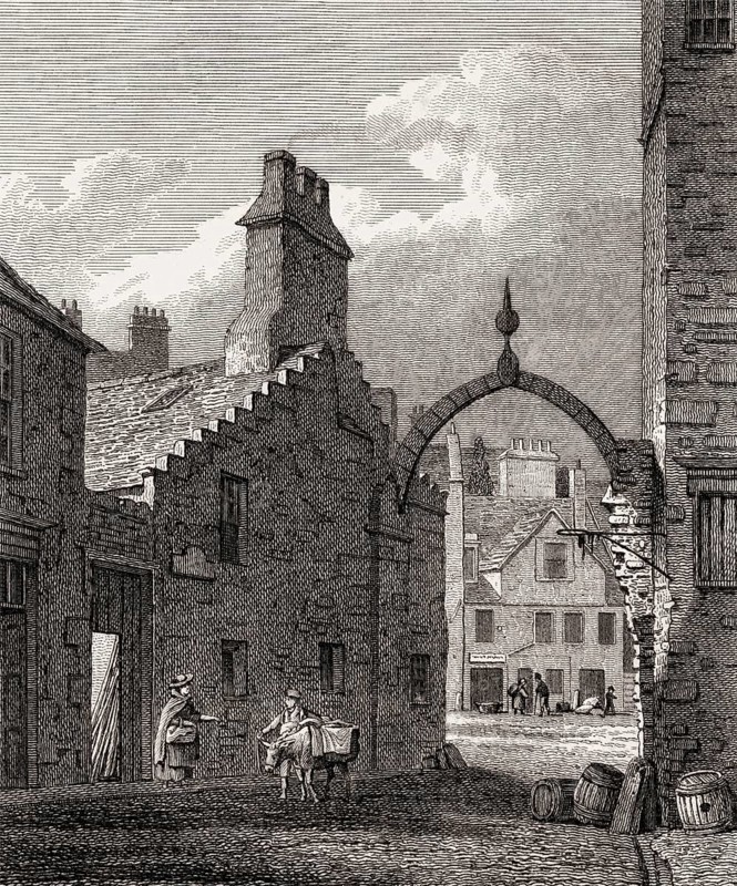 Water Gate, Canongate, Edinburgh, Scotland, 18th century, Views in Edinburgh by J. & H. S. Storer