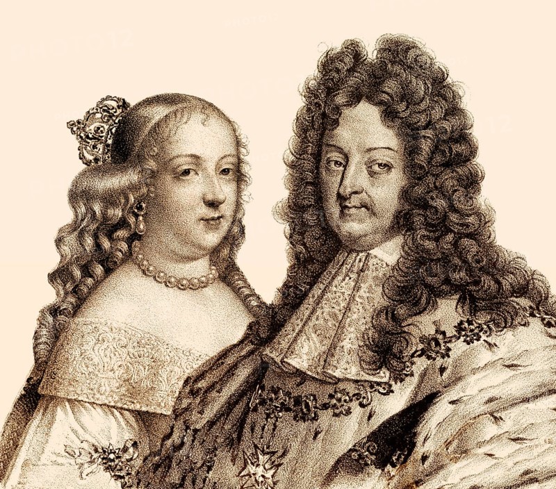 Louis XIV, 1638-1715, Louis the Great, Sun King, Ludwig XIV., King of France and his first wife, Maria Theresa of Spain, Marie-Thérèse, Maria Theresia María Teresa, 1638-1683, Queen of France and Navarre