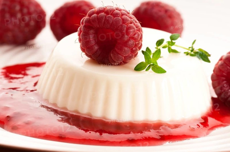Vanilla panna cotta with berry sauce, lodz, poland