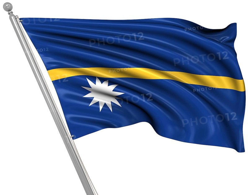 Flag of Nauru, isolated on white