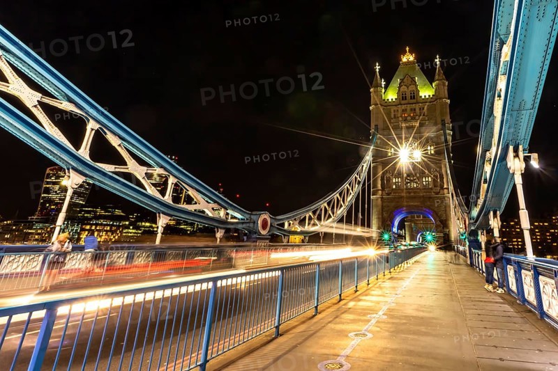 Tower Bridge in London, UK, United Kingdom. Europe. Long exposure and night shot