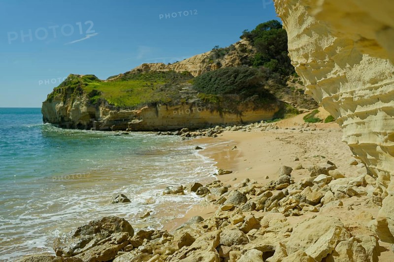Rocky Algarve near Albufeira, Algarve, Atlantic, Atlantic Ocean, Sea, Rocks, Portugal, European Union, Europe