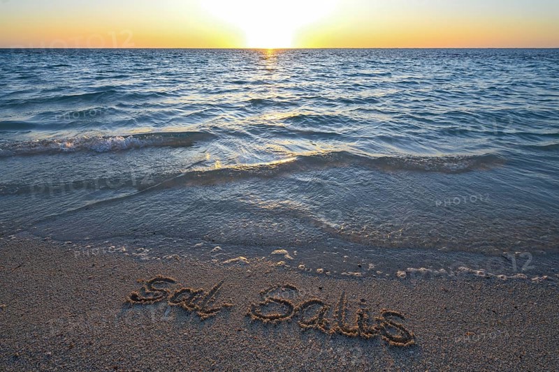 Sal Salis lettering in the sand, Cape Range National Park, Ningaloo Reef, near Exmouth, Western Australia, Australia, Oceania