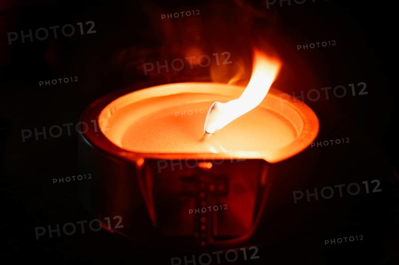 Light on the grave at night