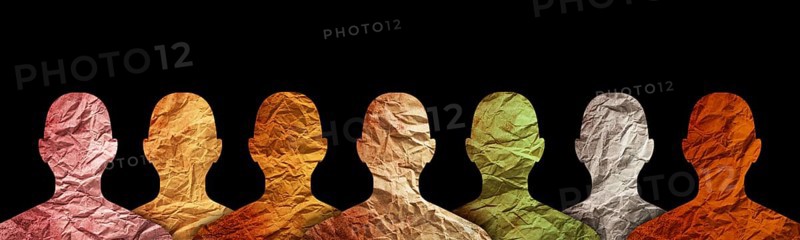 Different cultures in international society concept. Diverse group of multiethnic multicultural people silhouette