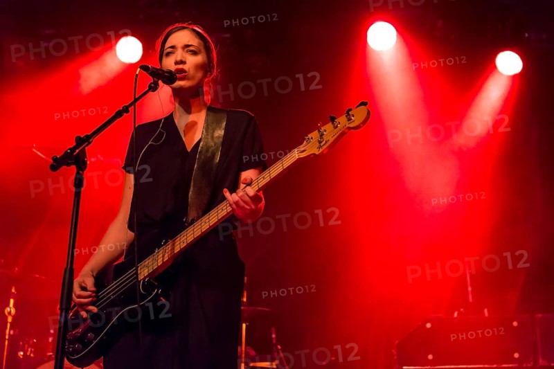 Bassist Betty Fischer from the Swiss indie rock band My Heart Belongs To Cecilia Winter performing live in the Schueuer concert hall, Lucerne, Switzerland, Europe