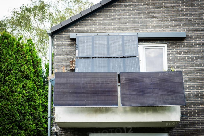 Balcony power station on a detached house in Monheim am Rhein, Germany, Europe