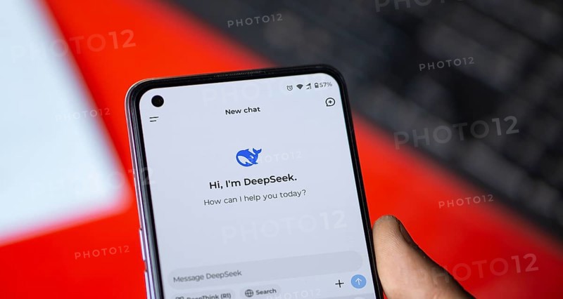 Close-up of a smartphone screen displaying the deepseek app