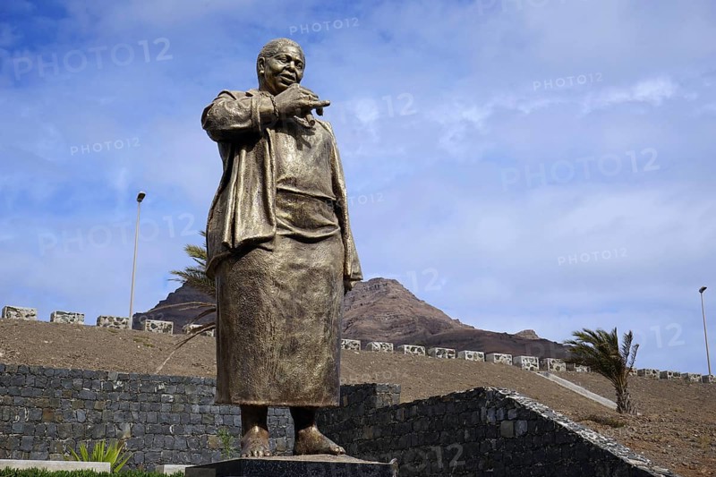 Statue of Cesaria Evora, famous singer, Cesaria Evora Airport, Aeroporto Internacional Cesaria Evora, Airport, Mindelo, Sao Vicente, Cape Verde, Africa