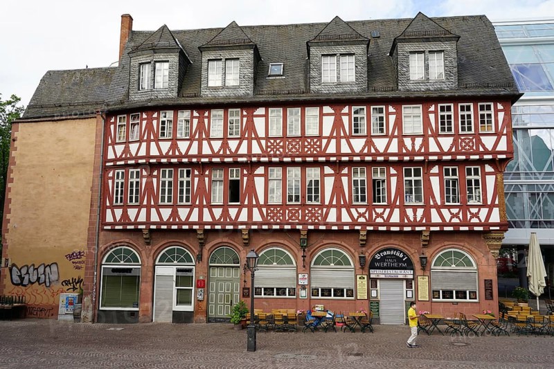 Wertheim House, Wertheym House, Brau-Stuebl, half-timbered house, Fahrtor, Old Town, Downtown, Frankfurt am Main, Hesse, Brau-Stübl, Germany, Europe