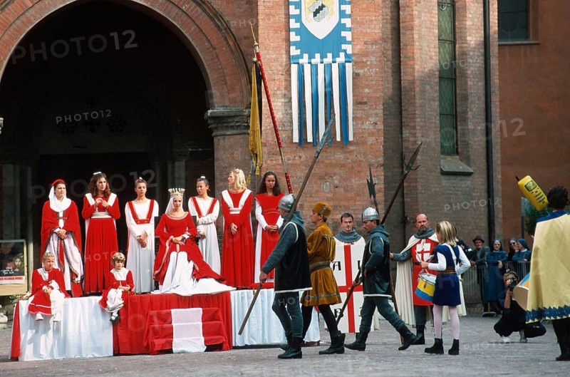 People in costumes, Palio parade, Alba, Piedmont, Italy, People in costumes, Palio parade, Alba, Piedmont, Italy, Europe