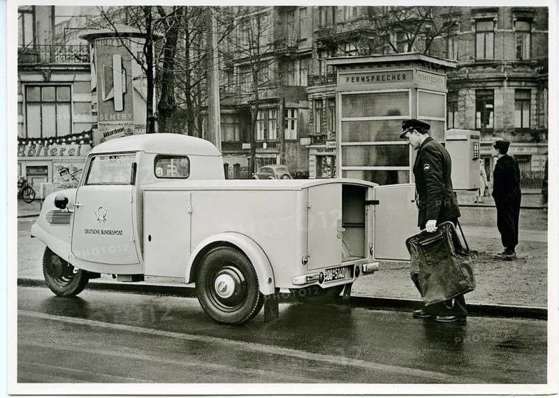 Tricycle, car, Tempo Hanseat brand from 1953, Deutsche Bundespost, Germany, Europe