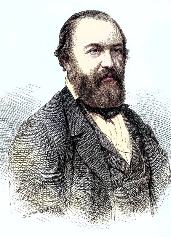 Ernst Carl Erdmann Heine, 1819- 1888, was a Saxon landowner, lawyer, entrepreneur and politician (DFP) . He was a member of the Saxon State Parliament and the Reichstag, woodcut from 1864