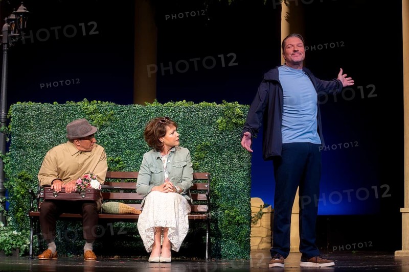 Janina Hartwig, Dieter Landuris, Hardy Krüger, FISCH SUCHT FAHRRAD, photo rehearsal on 14.05.2025 at the palace gardens Theatre, Berlin, premiere: 17.05.2025