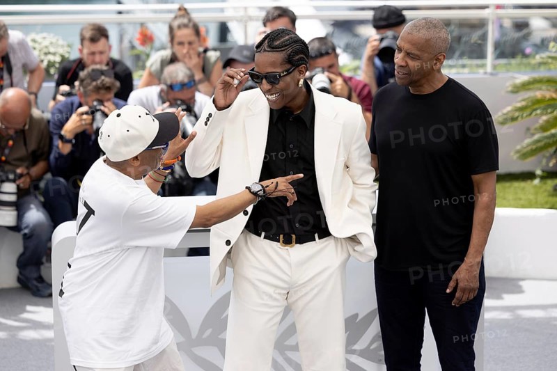 Cannes, France - 19.5.2024: Spike Lee, Asap Rocky (A$ap Rocky), Denzel Washington during the photocall - Highest 2 Lowest - during the 78th Cannes International Film Festival. The film festival will take place from 13 to 24 May 2025