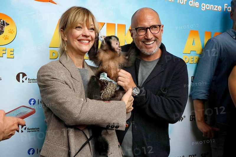 Heike Makatsch and Benno Fürmann at the Berlin premiere of AKIKO - DER FLIEGENDE AFFE at the Filmtheater am Friedrichshain in Berlin on 25 May 2025