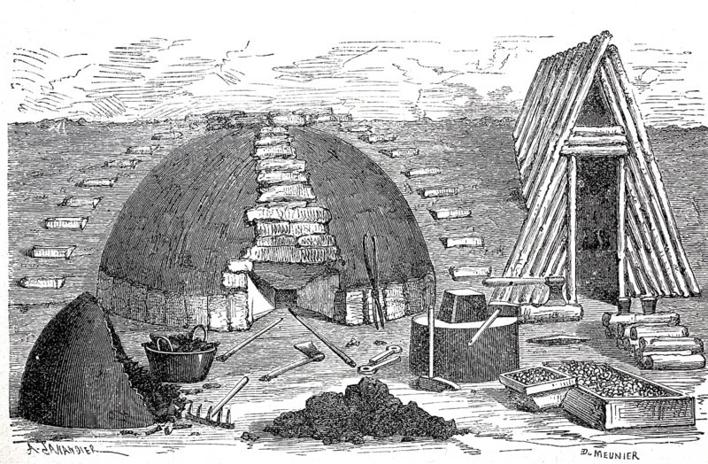 Forge from the Bernese Jura, unknown age, discovered by Auguste Quiquerez (1801 - 1882), pioneer of industrial archaeology, Switzerland, digitally enhanced reproduction of a 19th century model, historical, Europe