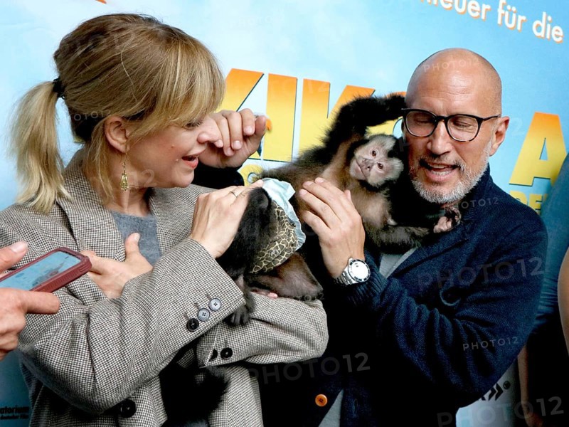 Heike Makatsch and Benno Fürmann at the Berlin premiere of AKIKO - DER FLIEGENDE AFFE at the Filmtheater am Friedrichshain in Berlin on 25 May 2025