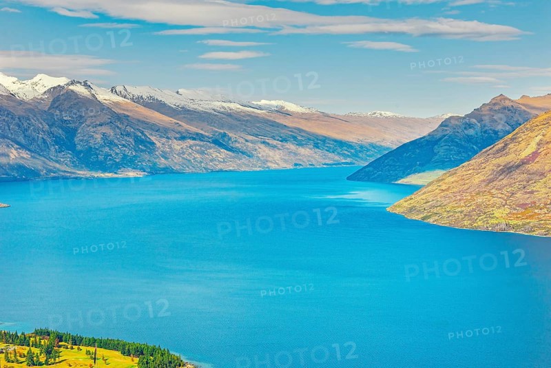 View across Lake Wakatipu and the Remarkables Mountain Range, Queenstown, South Island, New Zealand, Oceania