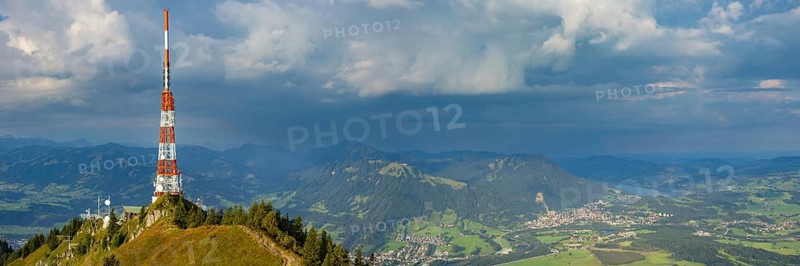 Bavarian Broadcasting Tower on the Grünten, 1738m, at sunrise, Illertal, Allgäu Alps, Oberallgäu, Allgäu, Bavaria, Germany, Europe