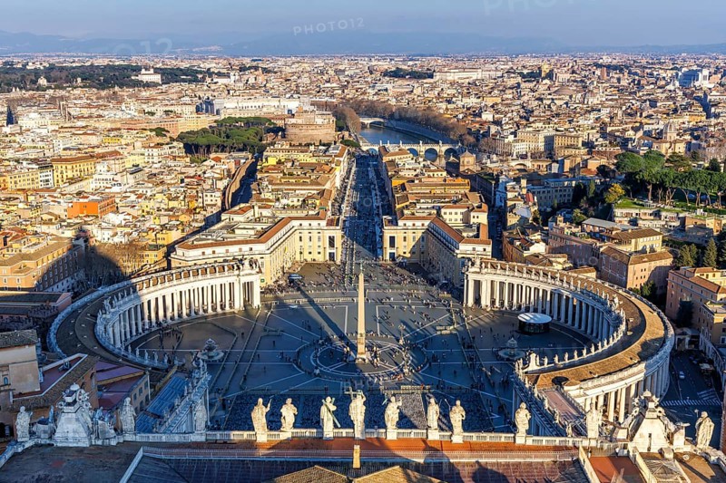 Rome St Peter's Square in the Vatican Skyline from above in Rome, Italy, Europe