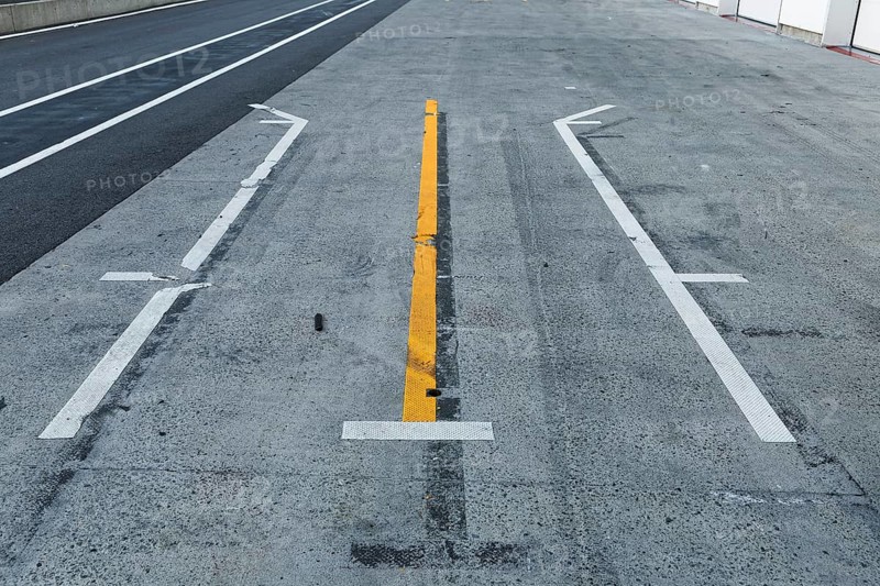Track markings, pit stop lines, F1 Grand Prix Racetrack, Montreal, Province of Quebec, Canada, Nor, North America