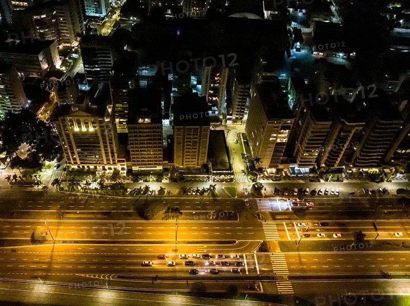 Florianopolis in Santa Catarina. Night aerial image