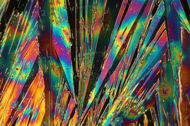 Holmium is a rare earth element and used for different applications in electronics, laser and glass coloring. The photo is made with a polarization microscope
