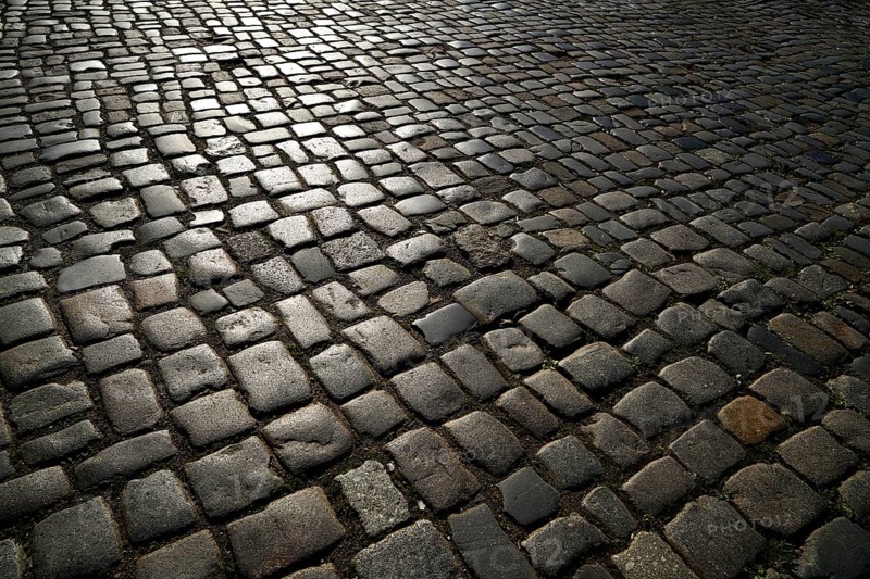 Granite cobblestone pavement in Germany street outdoor