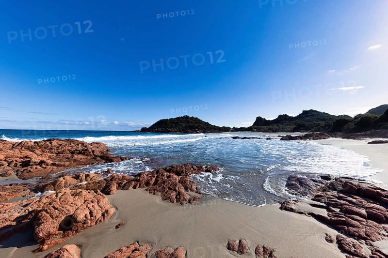 Bay with beautiful beach and sea in the sunshine, Spiaggia di Su Sirboni, Ogliastra, Sardinia, Italy, Europe