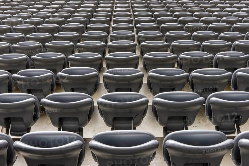 Empty grey seats in the Allianz Stadion Arena football stadium, Munich, Upper Bavaria, Bavaria, Germany, Europe