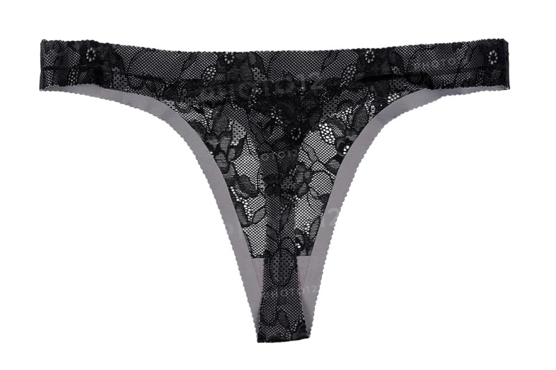 Black with gray thong panties. Isolate on white