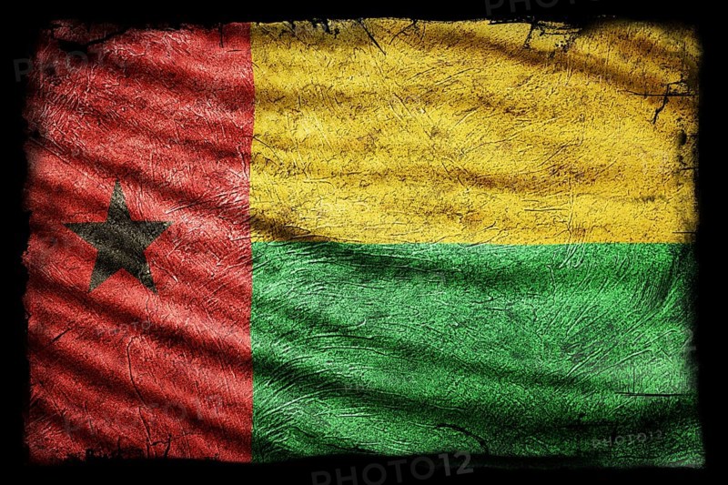 Guinea Bissau Flag, Grunge Texture Background