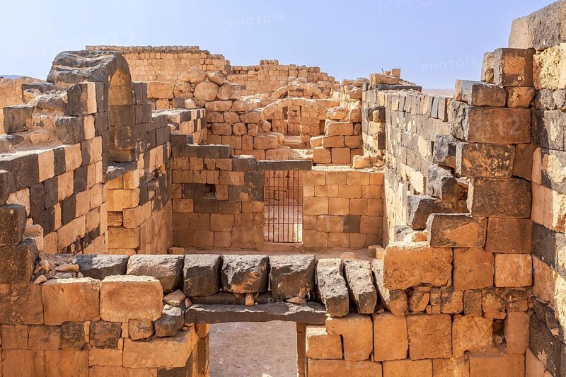 Interior of Qasr Al Hallabat desert castle in Jordan