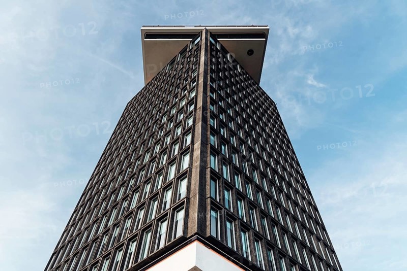 Amsterdam, Netherlands, May 6, 2022: The A'DAM Tower. Office skyscraper in Amsterdam. View against sky. Formerly Shell Tower