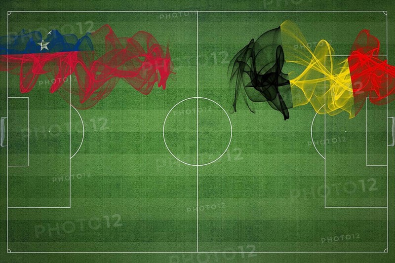 Samoa vs Belgium Soccer Match, national colors, national flags, soccer field, football game, Competition concept, Copy space