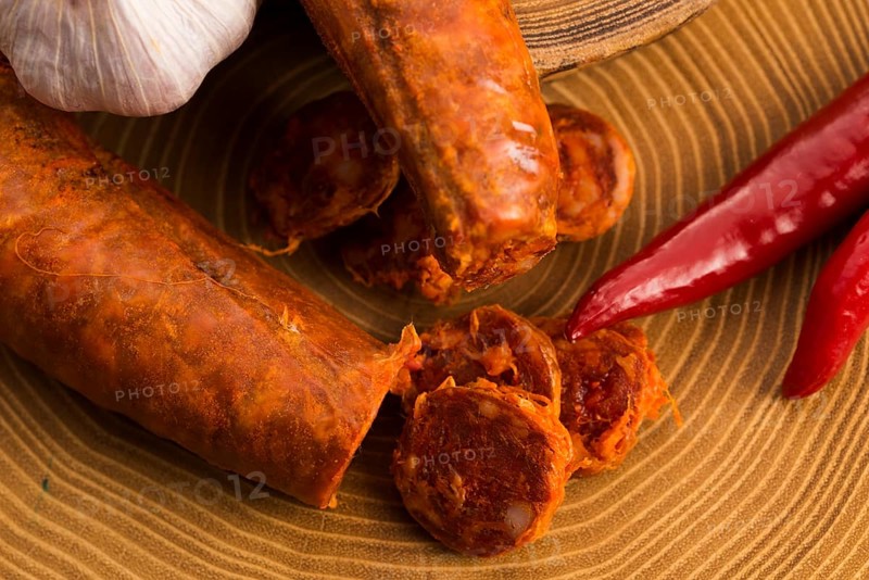 Spanish traditional chorizo sausage, with fresh herbs