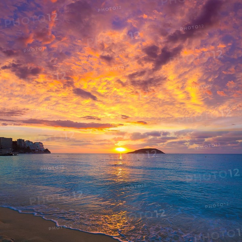Mallorca sunrise in Magaluf Palmanova beach Magalluf in Balearic Islands Spain