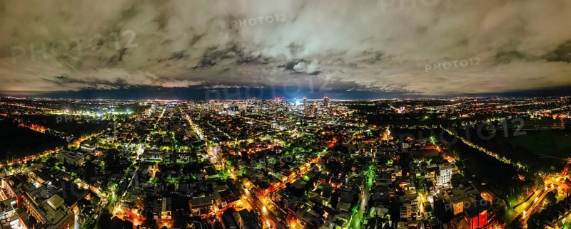 Aerial view at night of Adelaide's famous skyline in Victoria, Australia, Oceania