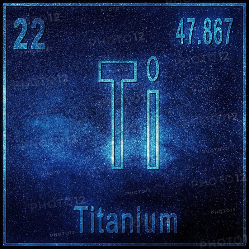 Titanium chemical element, Sign with atomic number and atomic weight, Periodic Table Element