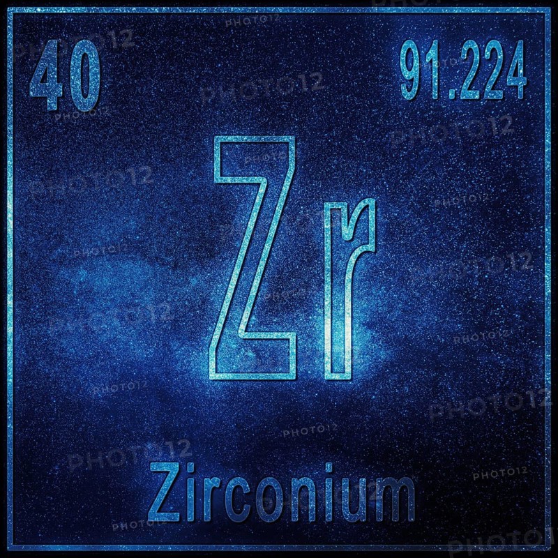 Zirconium chemical element, Sign with atomic number and atomic weight, Periodic Table Element
