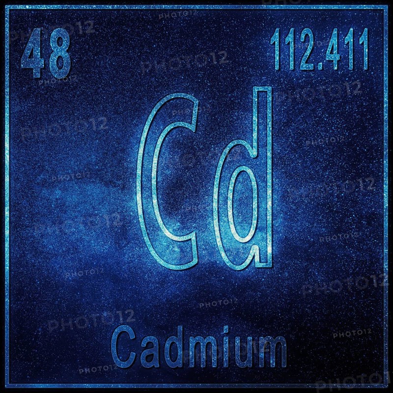 Cadmium chemical element, Sign with atomic number and atomic weight, Periodic Table Element