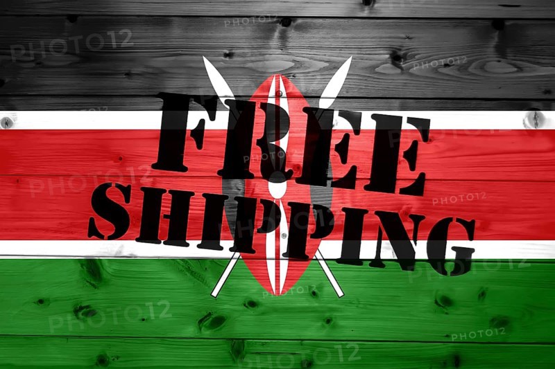 Kenya flag, Free Shipping on wooden transport box with flag Logistics Concept