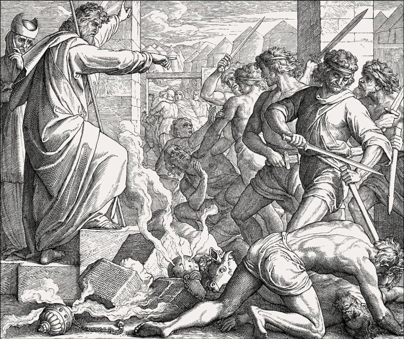 Exclusion of the Levites and mass execution, Old Testament, by Julius Schnorr von Carolsfeld, 1860